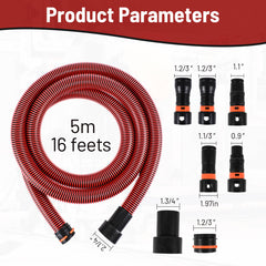 Klabb 10 Feet Dust Collection Hose Kit for Home and Shop Vacuums System with 6 Adapters of Woodworking Power Tool and Sander,Compatible with Multi-Brands Power Tool Adapter Set for Dust Collection