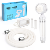Klabb Travel Filter Shower Head Kit - Portable Outdoor Shower Set with Replaceable Filters,PVC Material Hose & Storage Bag,Ideal for Camping,RV,Beach,Hiking &Travel Use