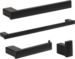 Klabb B58 4-Piece ss304 Bathroom Hardware Accessory Set with 24" Towel Bar -Matte Black
