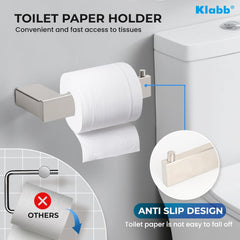 Klabb D68 4-Piece Sets SS304 Bathroom Hardware Accessory Set with 24" Towel Bar Nickle Brushed