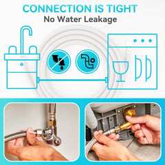 Klabb Dishwasher Installation Kit 10 FT,Premium Stainless Steel Braided Dishwasher Hose kit,Leak-Free Hose,Easy Setup,dishwasher water supply line,3/8" Comp x 3/8" Elbow & All Fittings Included