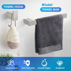 Klabb D68 4-Piece Sets SS304 Bathroom Hardware Accessory Set with 24" Towel Bar Nickle Brushed