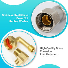 Klabb Dishwasher Installation Kit 10 FT,Premium Stainless Steel Braided Dishwasher Hose kit,Leak-Free Hose,Easy Setup,dishwasher water supply line,3/8" Comp x 3/8" Elbow & All Fittings Included