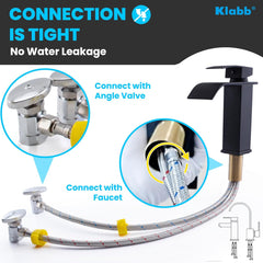 Klabb 32-Inch Faucet Supply Line, 3/8" Compression Inlet with 1/2" Adapter, Stainless Steel Braided Water Hose for Bathroom or Kitchen Sink.faucet connect side is M10