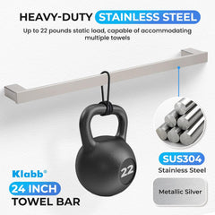 Klabb B58 4-Piece ss304 Bathroom Hardware Accessory Set with 24" Towel Bar -Matte Black