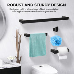 Klabb B58 4-Piece ss304 Bathroom Hardware Accessory Set with 24" Towel Bar -Matte Black
