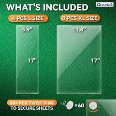 12-Pack Anti Cat Scratch Furniture Protectors,Clear Couch Protector for Cats,60 Twist Pins,Heavy Duty,Easy to Apply Scratching Deterrent and Shield for Sofa Corners,Walls,Doors