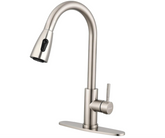 Klabb S20 Single Handle High Brushed Nickel Pull Out Kitchen Faucet,Single Level Stainless Steel Kitchen Sink Faucets with Pull Down Sprayer