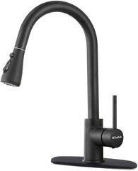 Klabb 8008 Kitchen Faucet Matte Black Single Handle Brass Pull Out Kitchen Faucet with Sprayer with Desk Plate