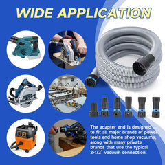 16FT Shop Vac Hose Dust Collection Hose Kit for Home & Shop Vacuum System with Expanded Multi-Brand Power Tool Adapter Set with 6 Sander Vacuum Adapters for 2-1/2" Dust Collector Vacuum Connection