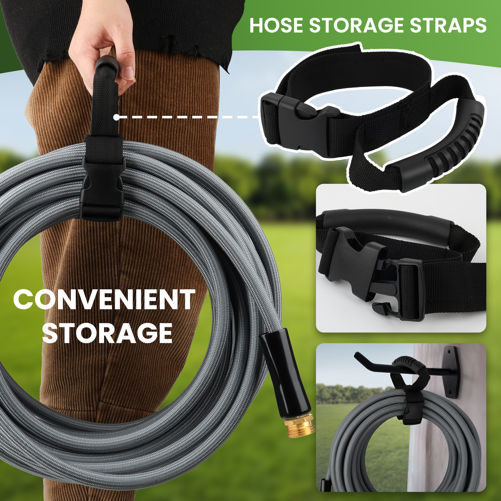 KLABB Garden Hose 5/8", Compact Steel Water Hose with 10-Function Nozzle, Lightweight & Rustproof, Kink-Free Hose for Balcony, Garden, Small Patio & RV Use
