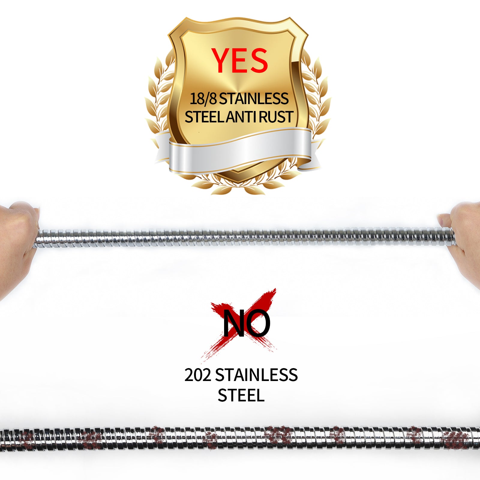 Klabb stainless steel Shower Hose, 96 Inches Chrome Handheld Shower Head Hose With Brass insert and nut.