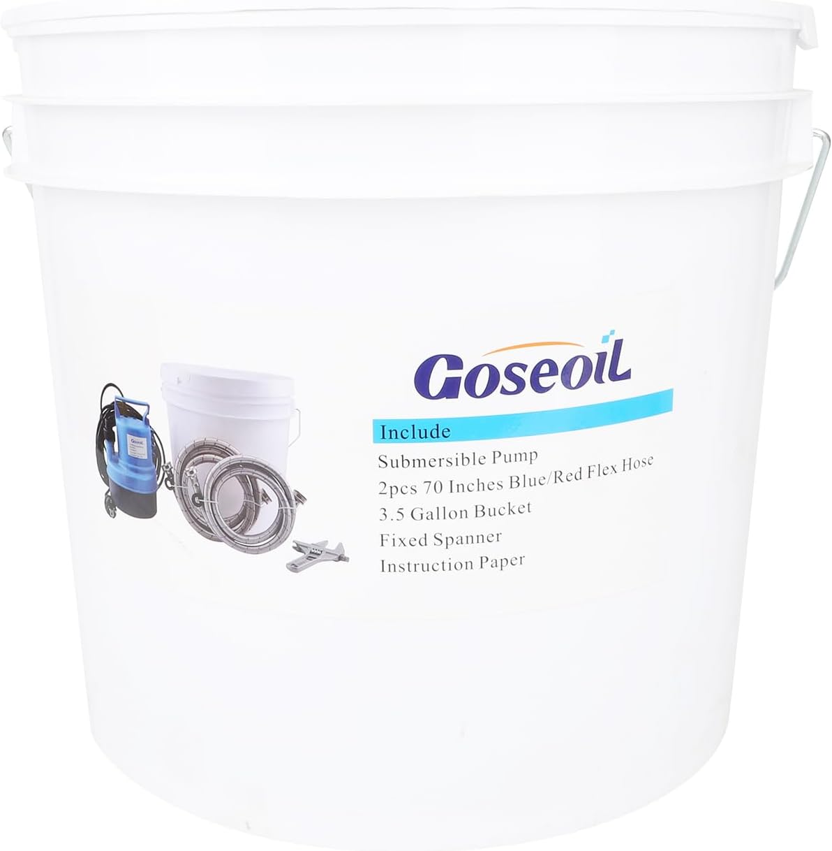 Tankless Water Heater Flushing Kit Includes 1/2HP Submersible Utility Water Pump,Two 3/4"GHT x 6' Stainless Steel Color Coded Hoses and 3.5Gallon Pail