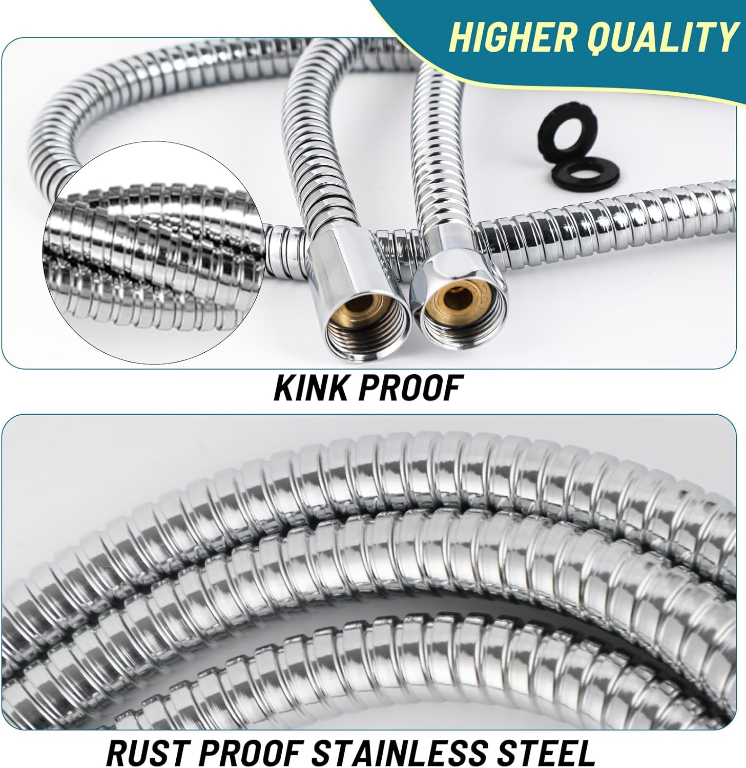 Shower Hose Extra Long 79 inches Long Shower Head Hose Replacement Stainless Steel Shower Head Extension Hose Flexible and Durable Shower Pipe with Brass Insert and Nut
