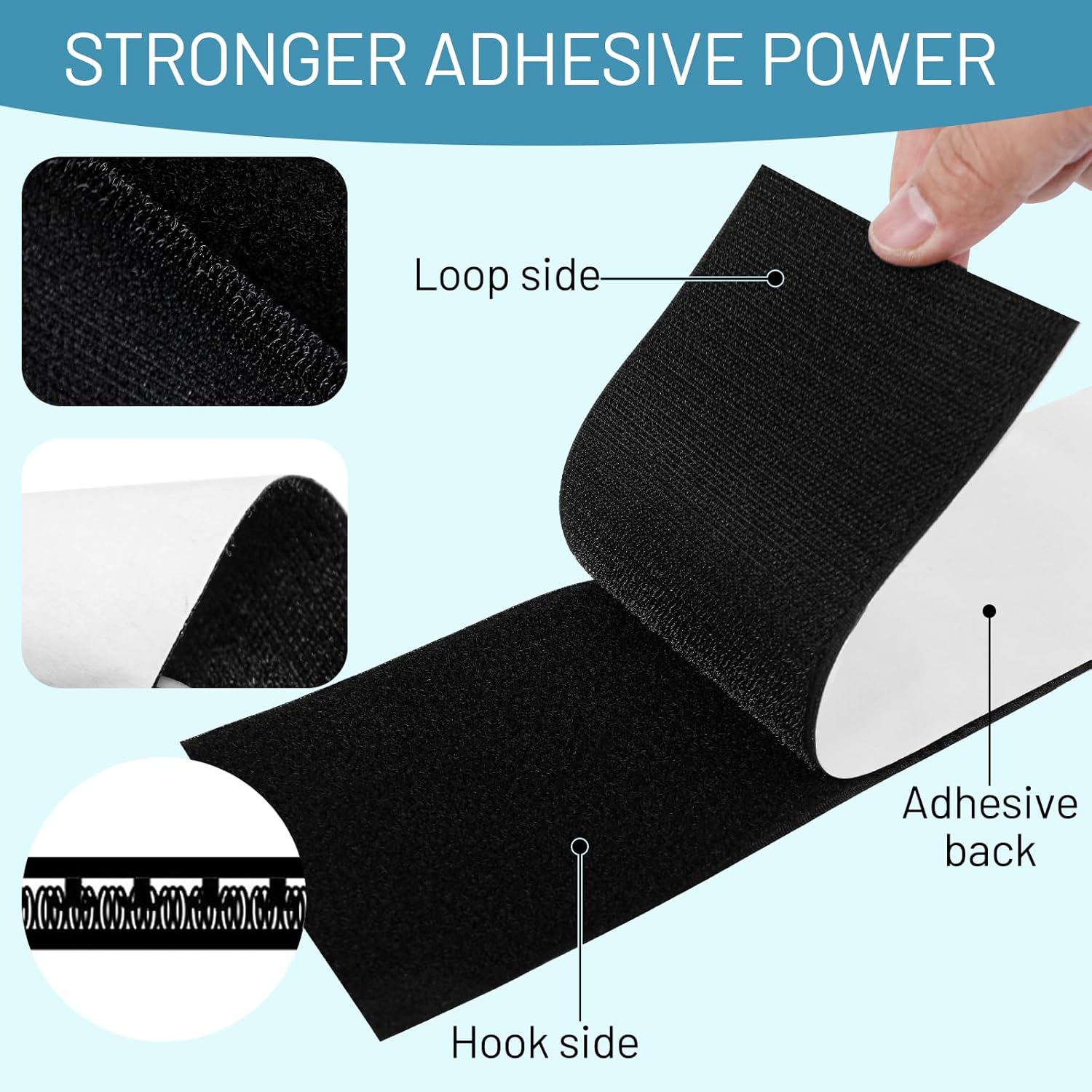 4 Inch x 20 Feet Large Hook and Loop Sheet Tape Fastener,Self Adhesive Heavy Duty Strips,Keep Couch Cushions from Sliding,Carpet Anti Slip Rug Gripper,Multi Purpose Wall Hanging Tape