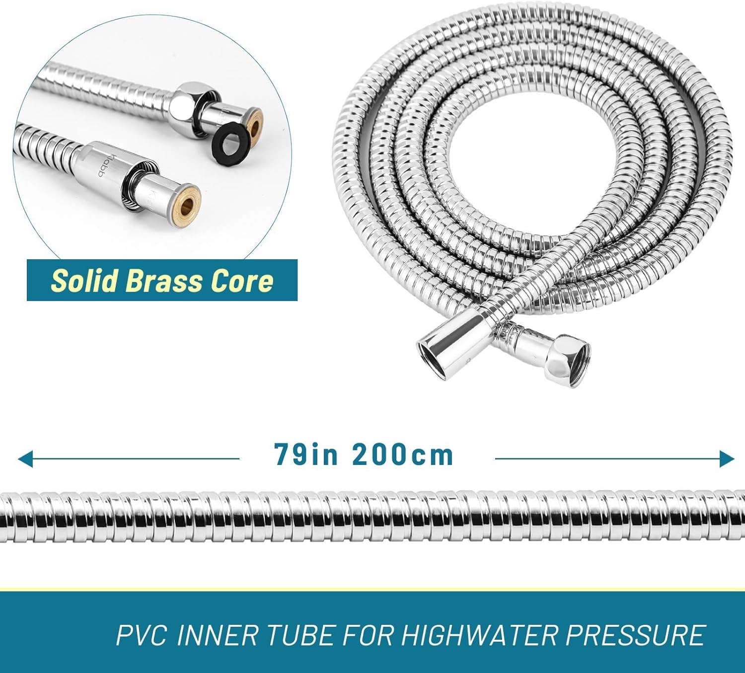Shower Hose Extra Long 79 inches Long Shower Head Hose Replacement Stainless Steel Shower Head Extension Hose Flexible and Durable Shower Pipe with Brass Insert and Nut