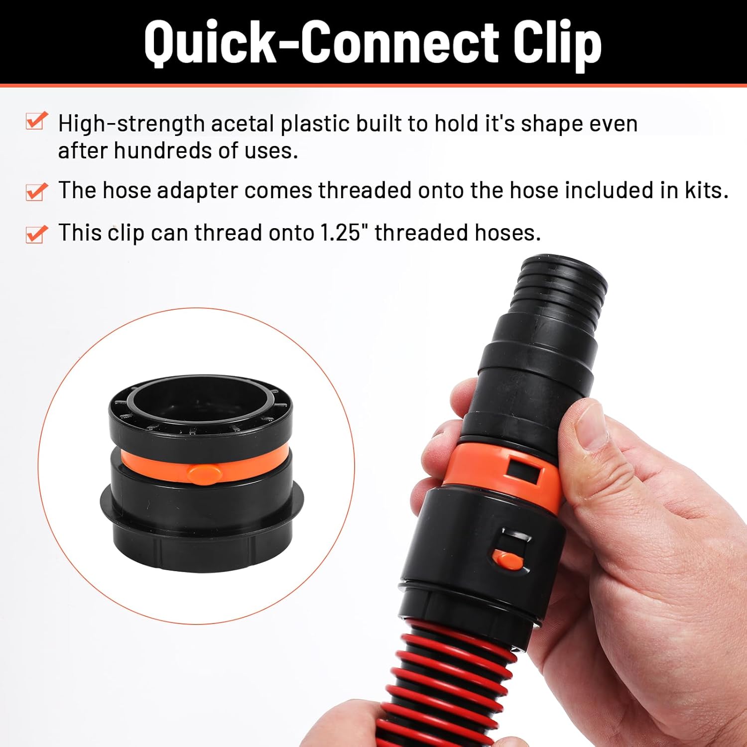 Klabb 7 Piece Dust Collection Hose Adapter Kit,Compatible with Most Woodworking Power Tools,Sanders,and Shop Vacuums,adapts to 1.2/3”,1.1'',1.1/3”,1.3/4”,0.9'' of multi brand power tool dust outlets