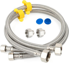 Klabb 24 inches Stainless Steel Line Connects Kitchen Sink to Water Supply, Braided Faucet Connector with 1/2 in x 3/8 in Brass Nut(2 Pack)