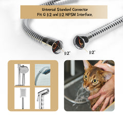 Klabb stainless steel Shower Hose, 96 Inches Chrome Handheld Shower Head Hose With Brass insert and nut.