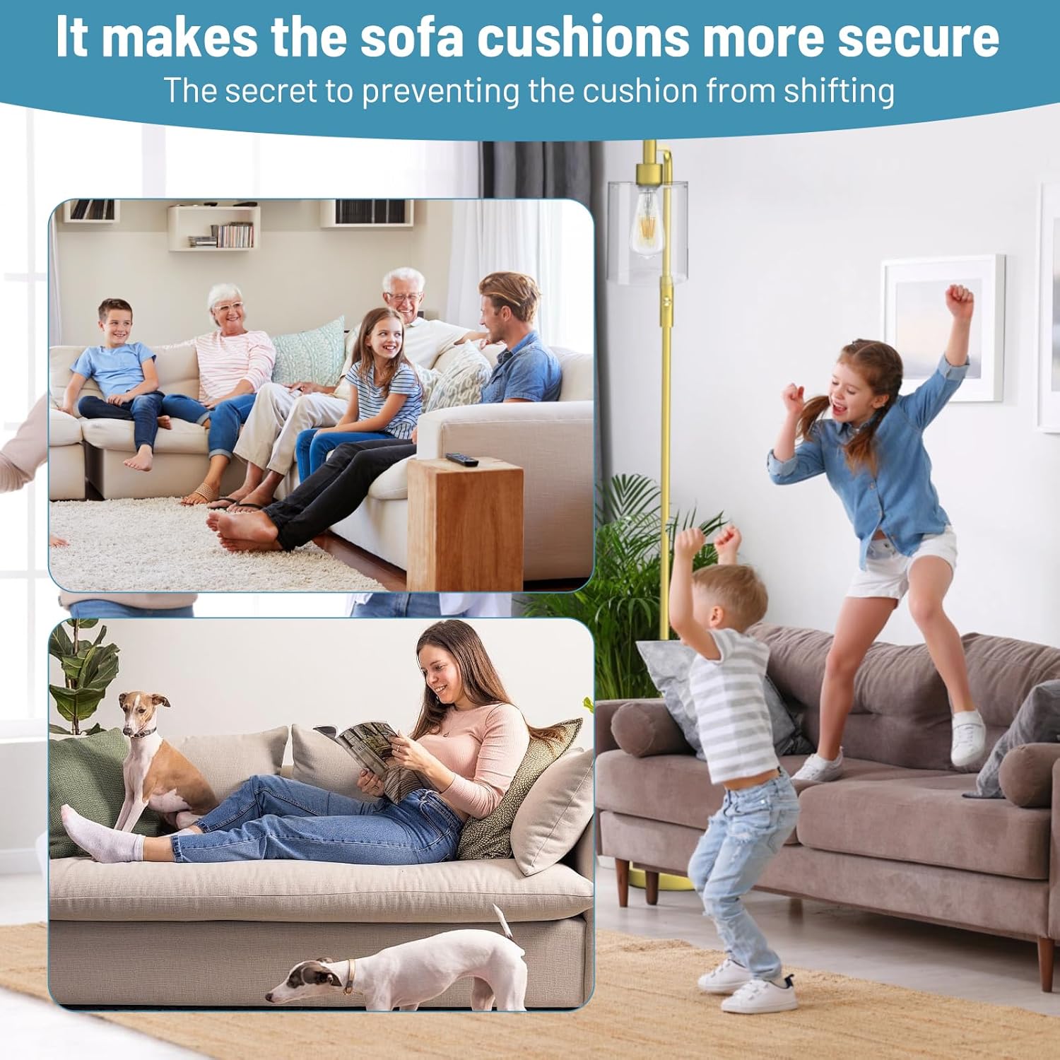 4 Inch x 20 Feet Large Hook and Loop Sheet Tape Fastener,Self Adhesive Heavy Duty Strips,Keep Couch Cushions from Sliding,Carpet Anti Slip Rug Gripper,Multi Purpose Wall Hanging Tape