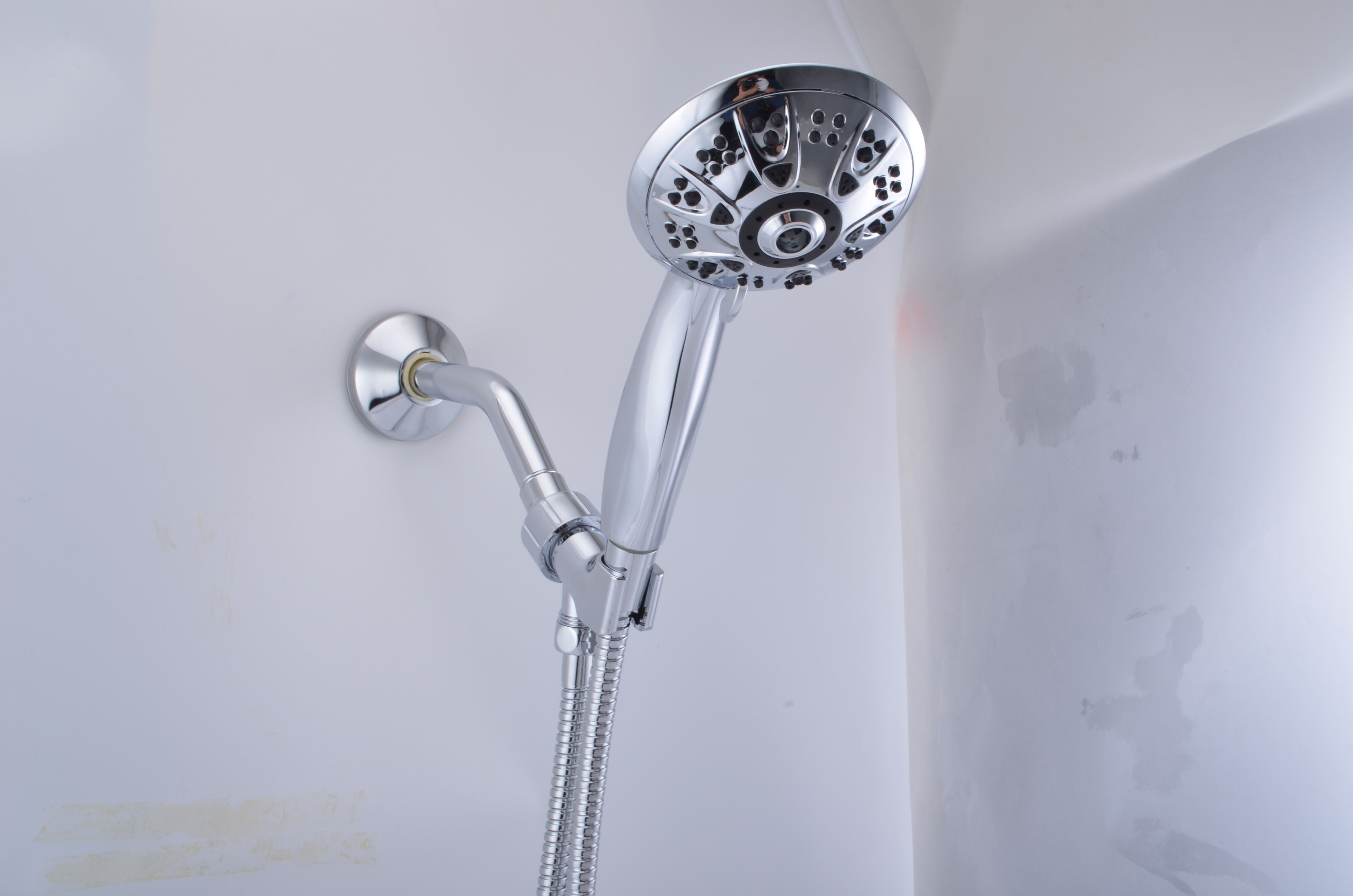Klabb shower set K-9 High Pressure 4.3 inches Chrome Face Handheld Shower with Hose with 5 function.impluse+trickle+massage+spray+rainfall